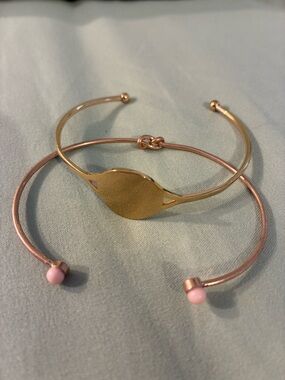 Plunder Gold and Pink Open Cuff Bracelet Duo